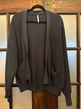 Paper label navy open slouchy cardigan